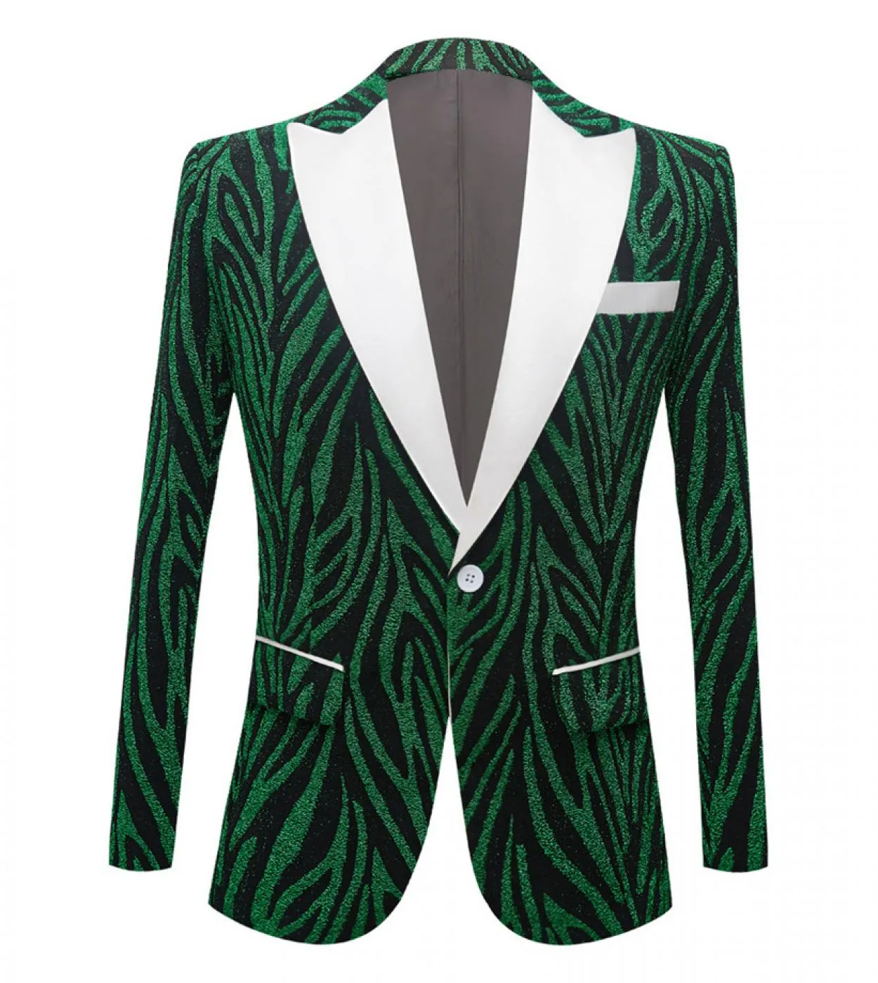 Plyesxale Us Size Fashion Blazer a righe per uomo Elegante uomo Cantante Stage Blazer Giacca blu verde Terno Masculino