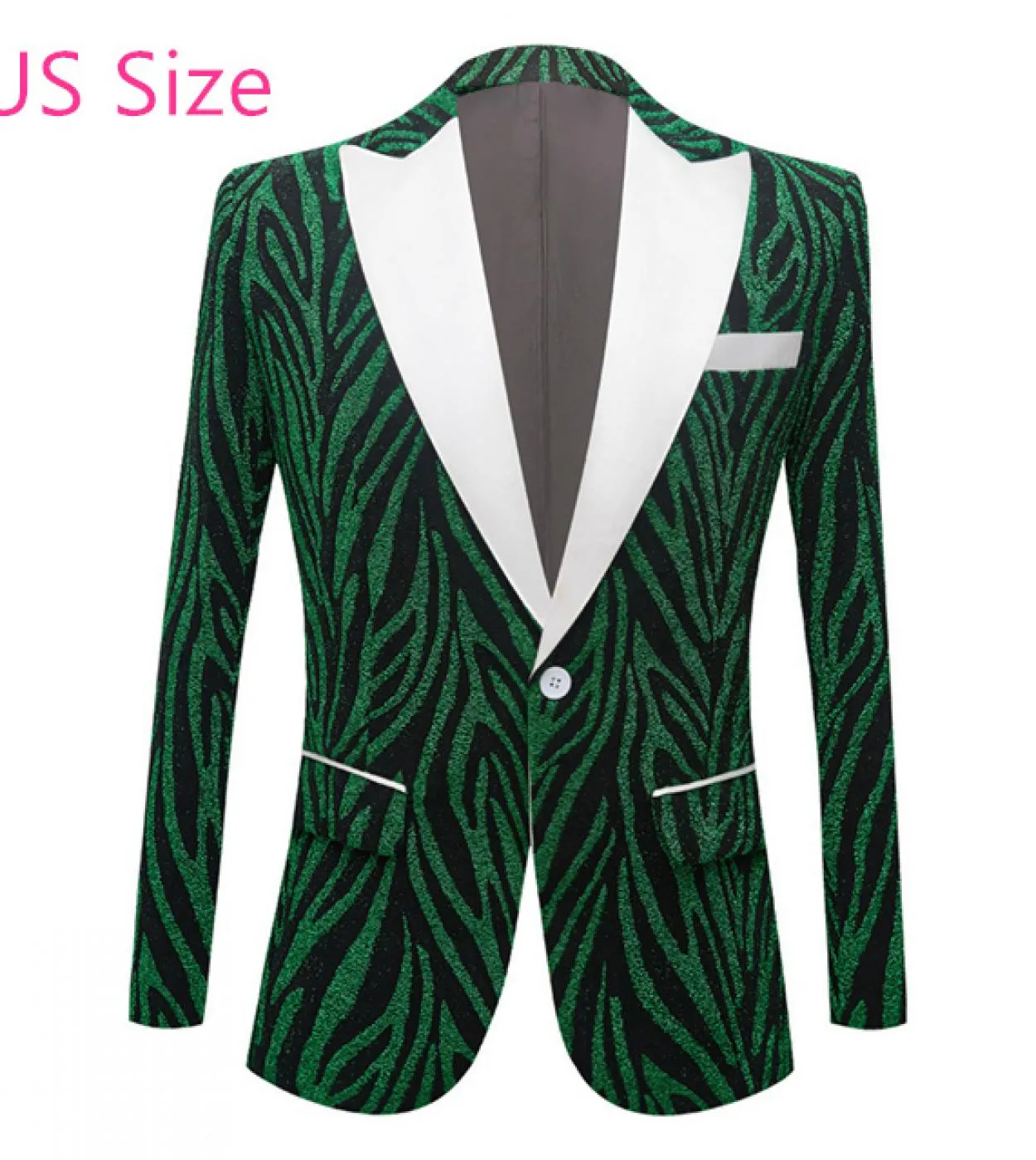 Plyesxale Us Size Fashion Blazer a righe per uomo Elegante uomo Cantante Stage Blazer Giacca blu verde Terno Masculino