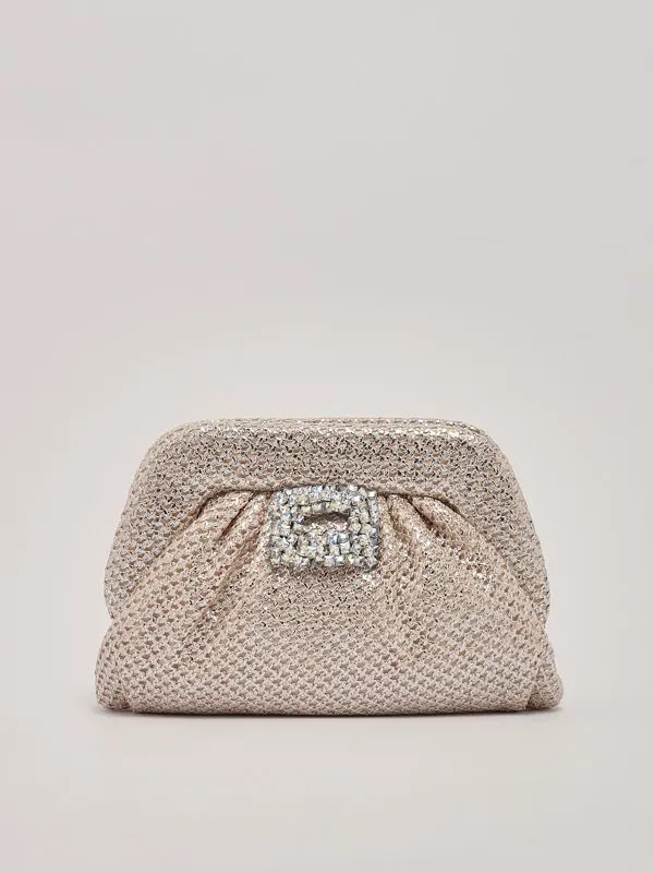 Pochette donna TwentyFourHaitch Finlay in rafia Platino