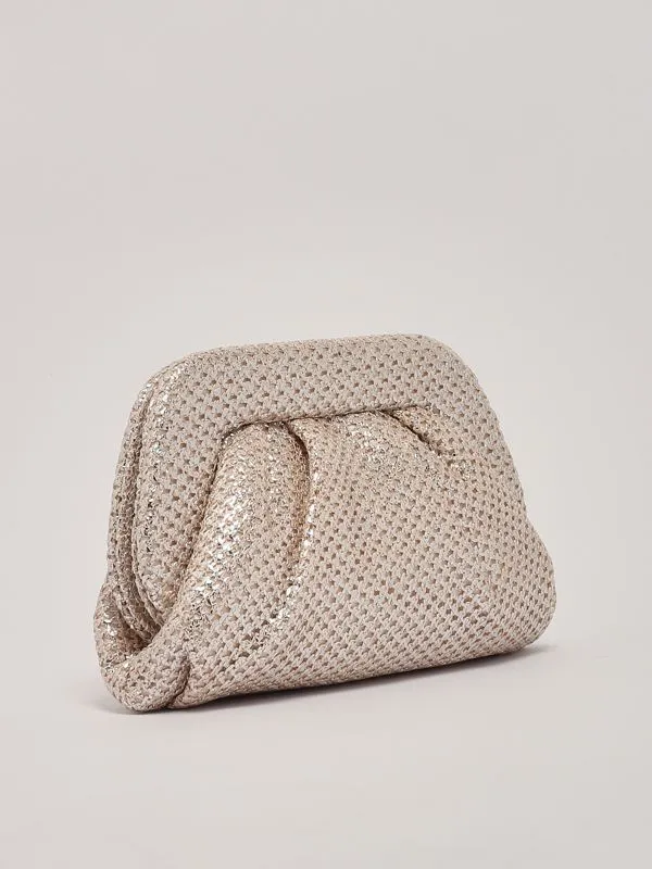 Pochette donna TwentyFourHaitch Finlay in rafia Platino