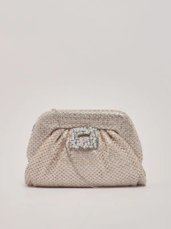 Pochette donna TwentyFourHaitch Finlay in rafia Platino