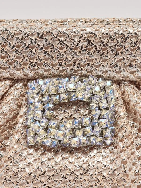 Pochette donna TwentyFourHaitch Finlay in rafia Platino