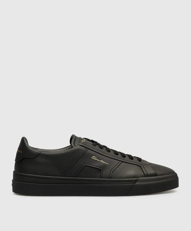Santoni Scarpe da ginnastica in pelle nera MBGT21779NEORXWH