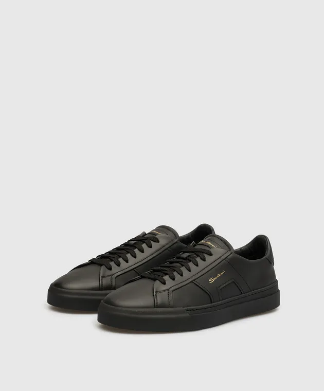 Santoni Scarpe da ginnastica in pelle nera MBGT21779NEORXWH