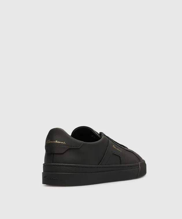 Santoni Scarpe da ginnastica in pelle nera MBGT21779NEORXWH