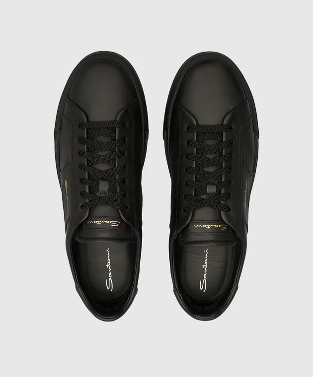Santoni Scarpe da ginnastica in pelle nera MBGT21779NEORXWH