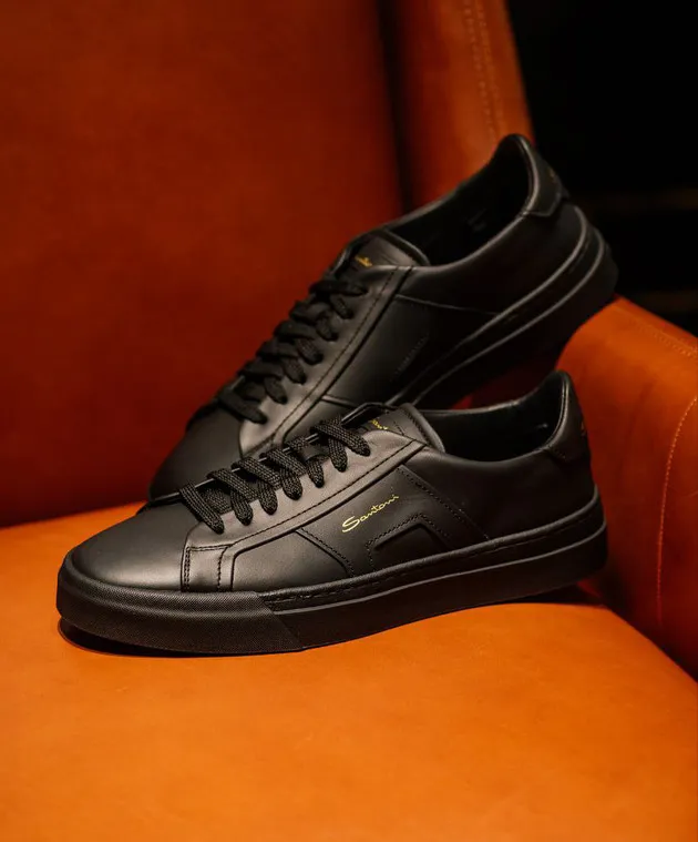 Santoni Scarpe da ginnastica in pelle nera MBGT21779NEORXWH