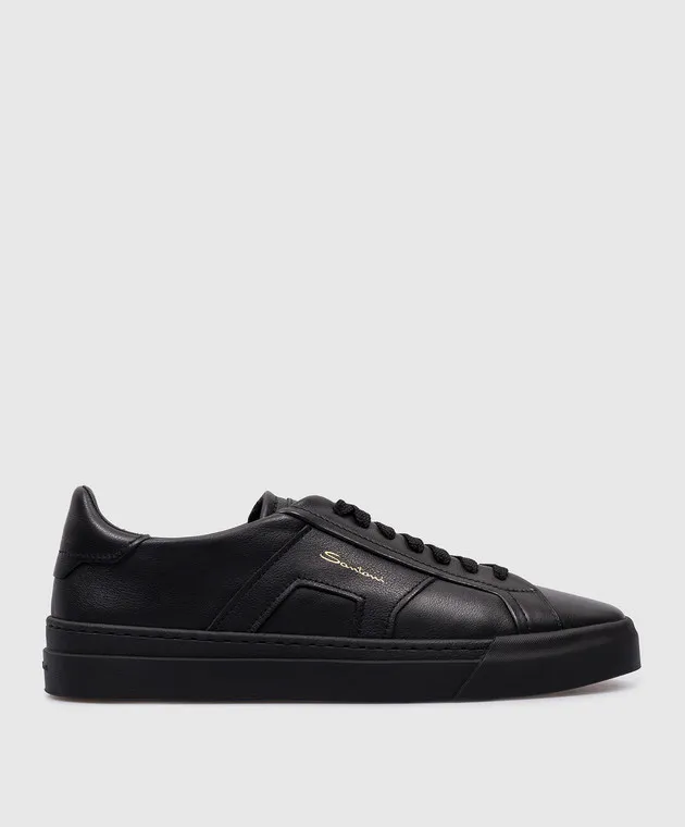 Santoni Sneakers in pelle nera con logo MBGT21779NEORXWH