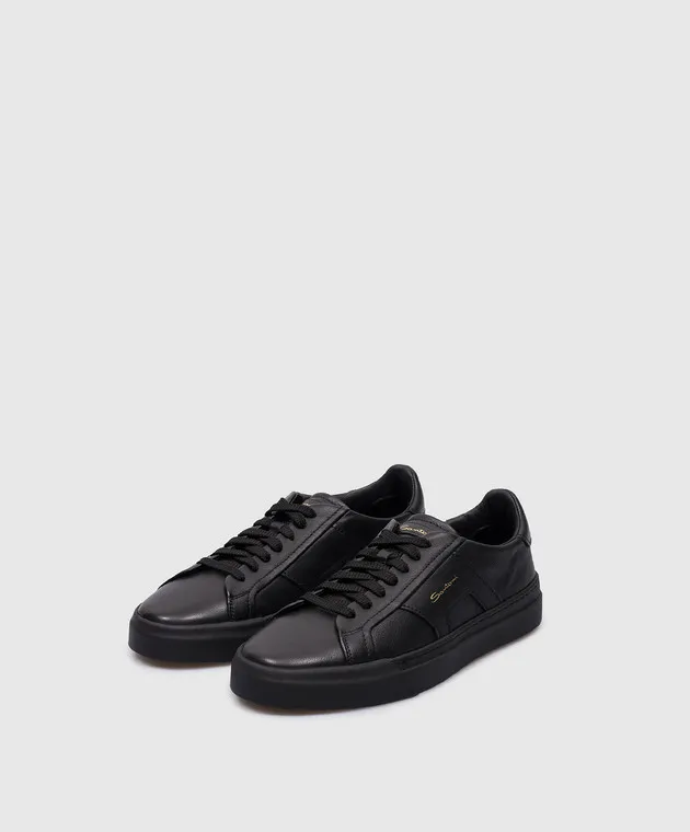 Santoni Sneakers in pelle nera con logo MBGT21779NEORXWH