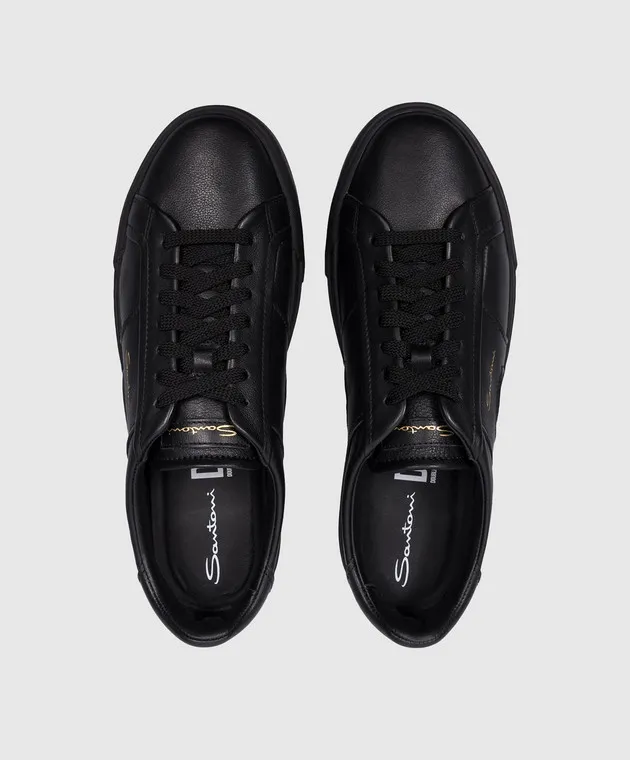 Santoni Sneakers in pelle nera con logo MBGT21779NEORXWH