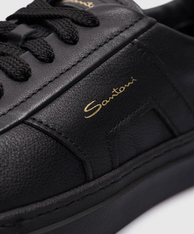 Santoni Sneakers in pelle nera con logo MBGT21779NEORXWH