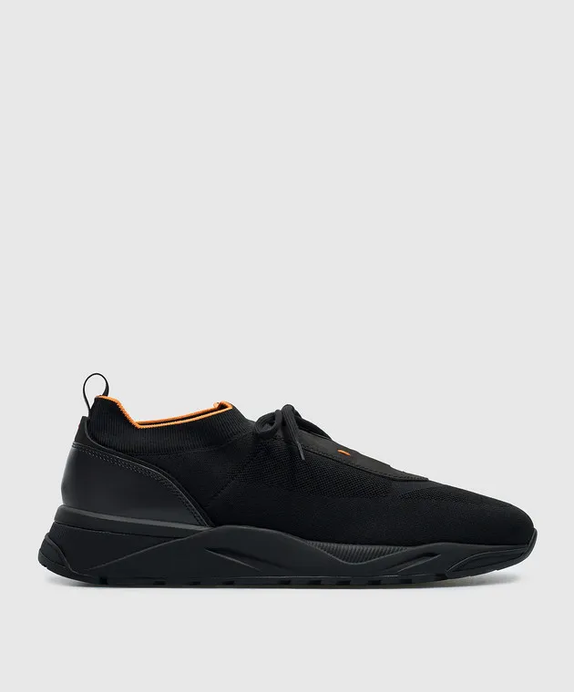 Santoni Sneakers nere con stampa logo MBIO21601NERNHOD
