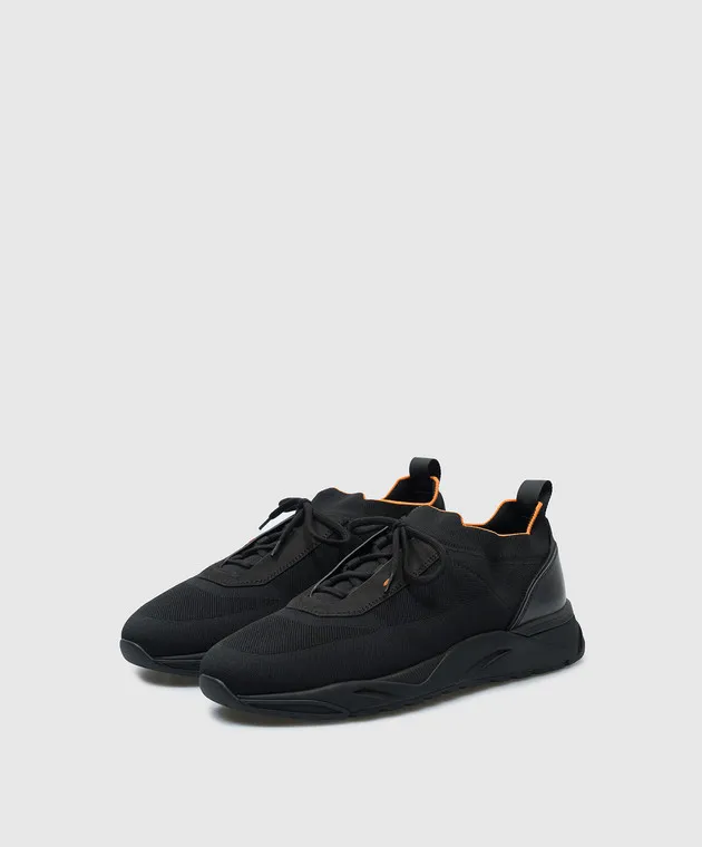 Santoni Sneakers nere con stampa logo MBIO21601NERNHOD