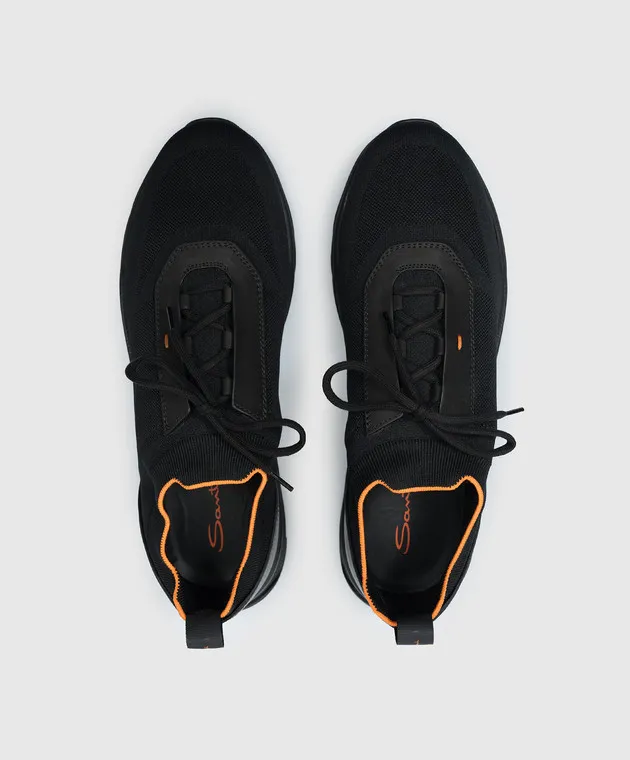 Santoni Sneakers nere con stampa logo MBIO21601NERNHOD