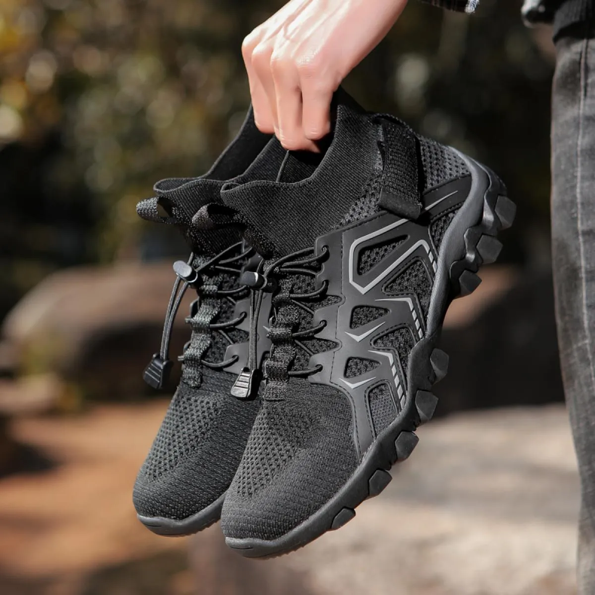 Scarpe da trekking per coppia Tessuto a rete con lacci Scarpe sportive alla moda quotidiane Scarpe comode da viaggio per escursi