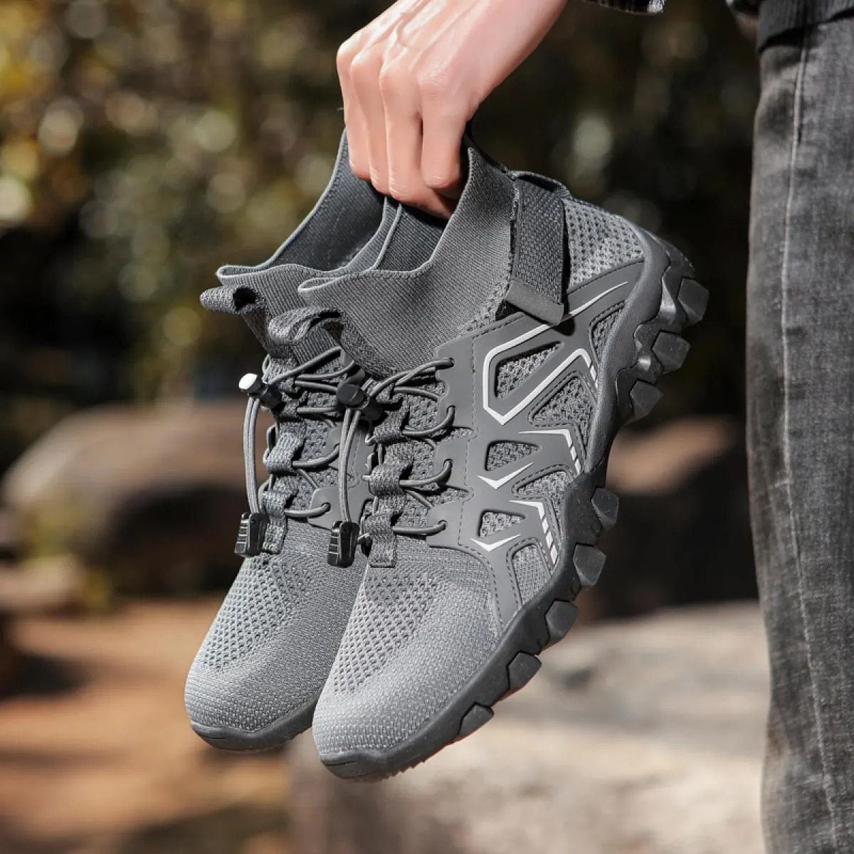 Scarpe da trekking per coppia Tessuto a rete con lacci Scarpe sportive alla moda quotidiane Scarpe comode da viaggio per escursi