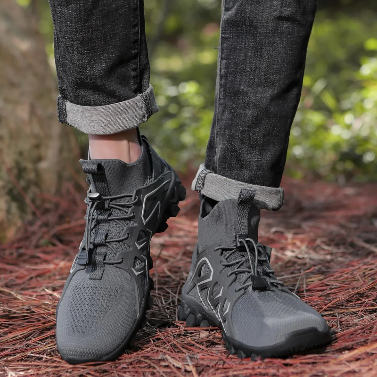 Scarpe da trekking per coppia Tessuto a rete con lacci Scarpe sportive alla moda quotidiane Scarpe comode da viaggio per escursi