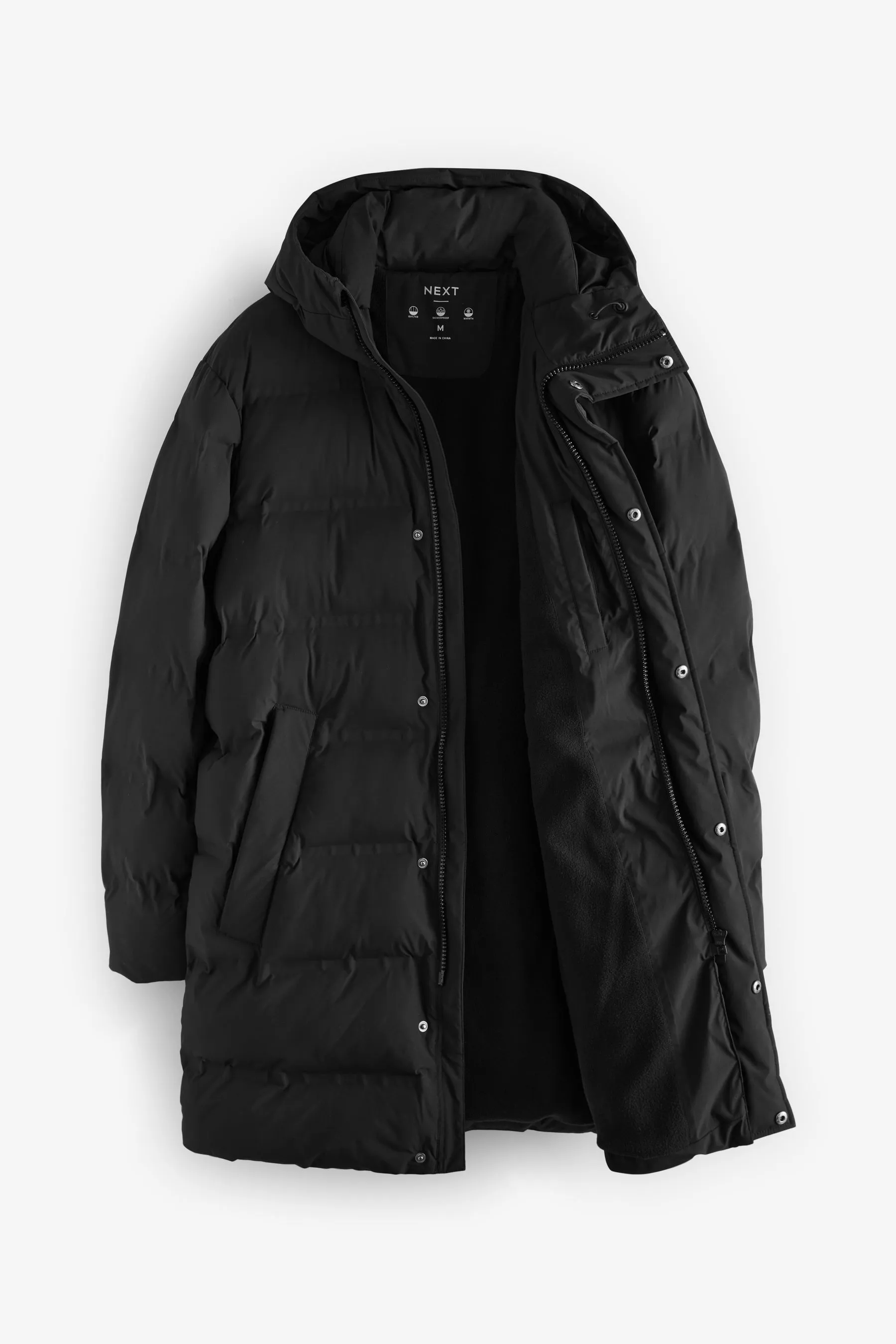 Shower Resistant Heatseal Hooded Puffer Coat    
