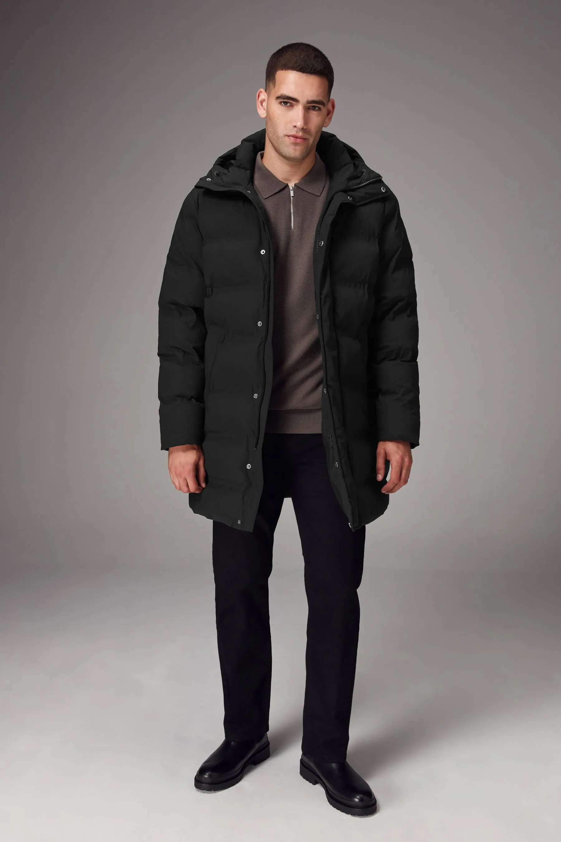 Shower Resistant Heatseal Hooded Puffer Coat    