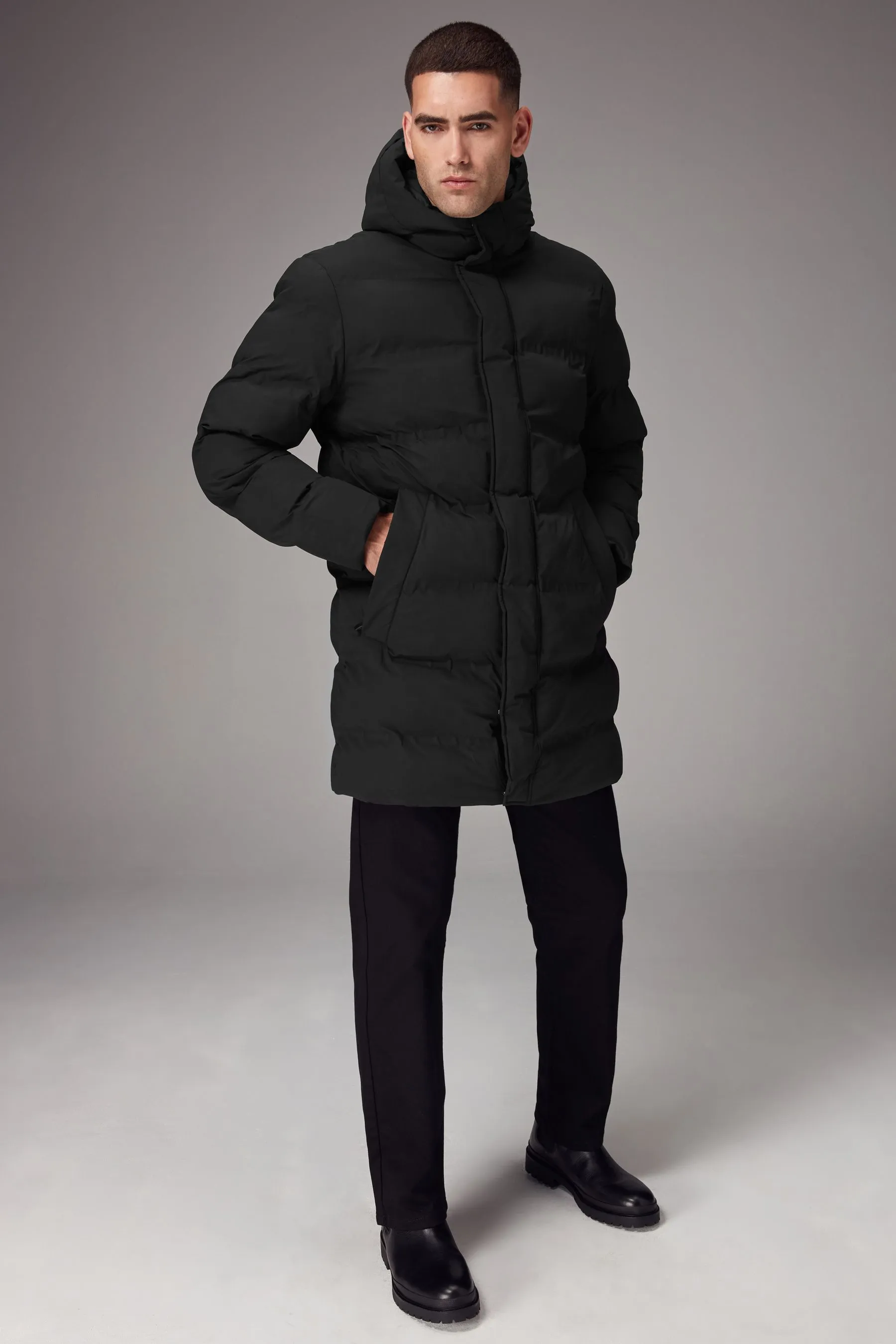 Shower Resistant Heatseal Hooded Puffer Coat    