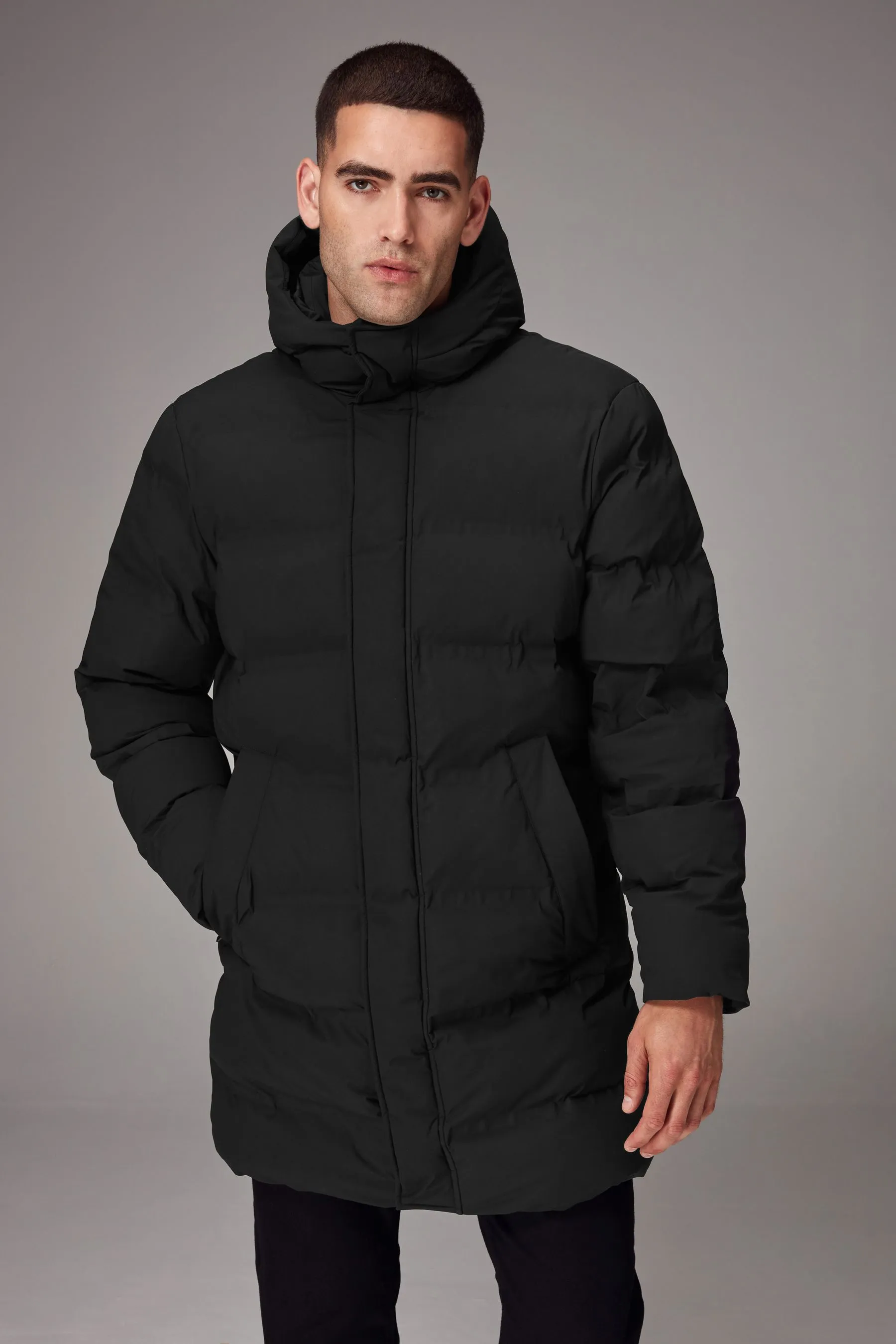 Shower Resistant Heatseal Hooded Puffer Coat    