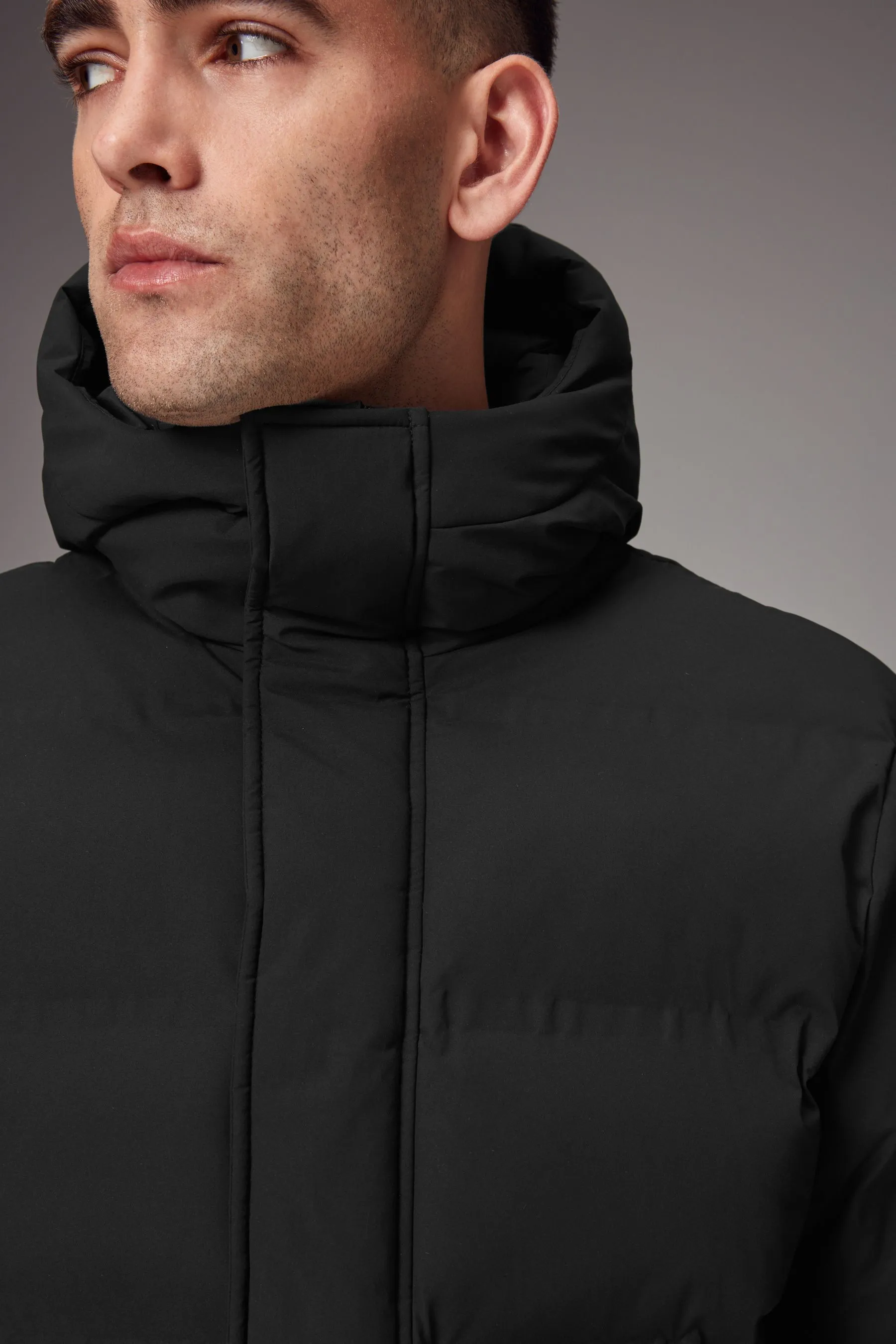 Shower Resistant Heatseal Hooded Puffer Coat    