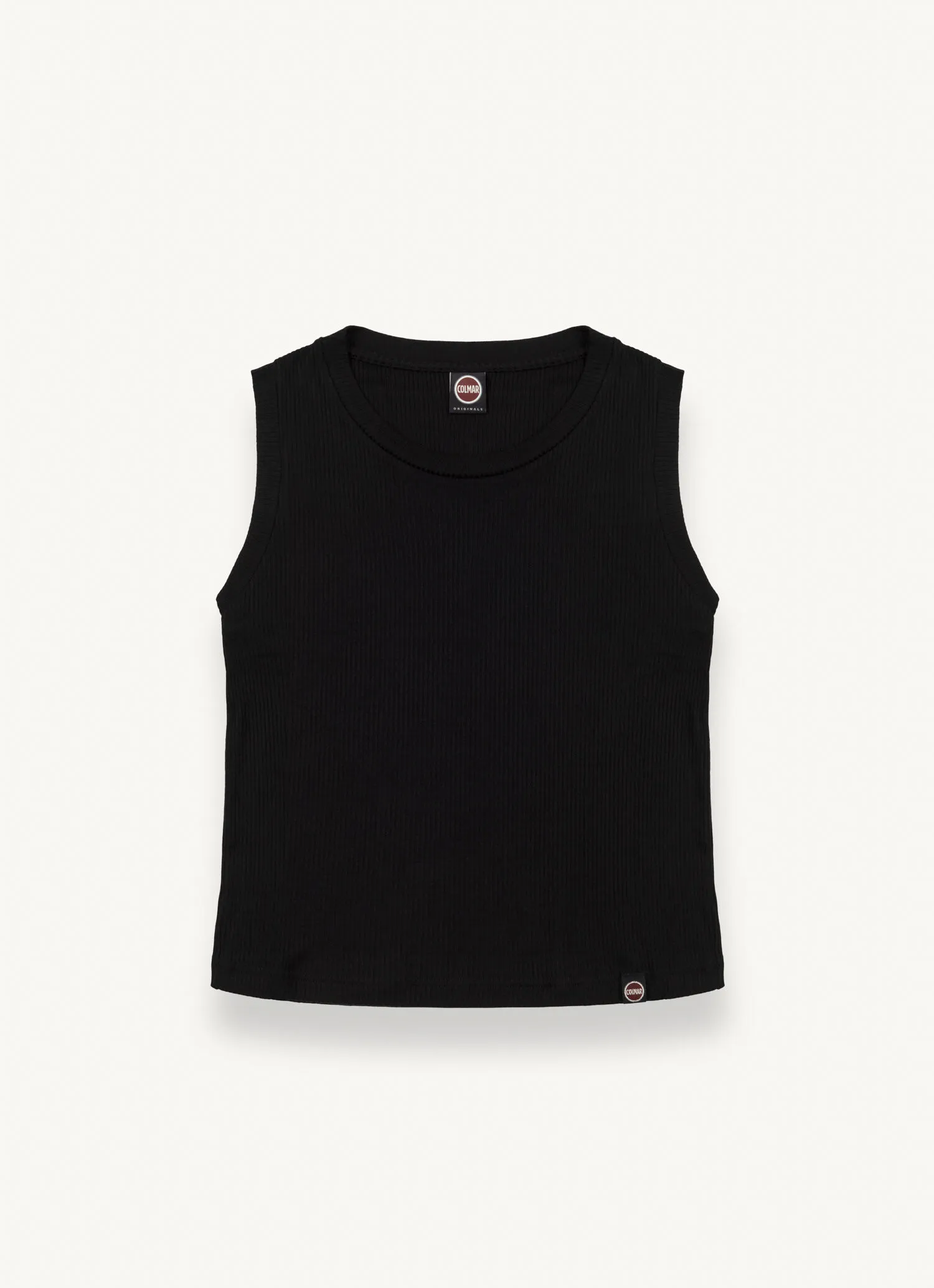 Sleeveless T-shirt in viscose blend fabric