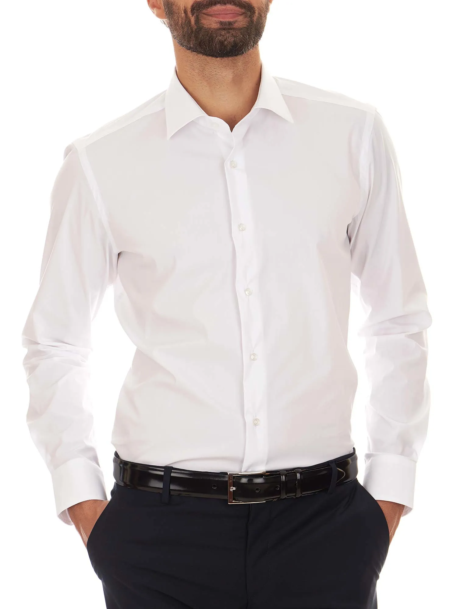 Slim white shirt in stretch fabric