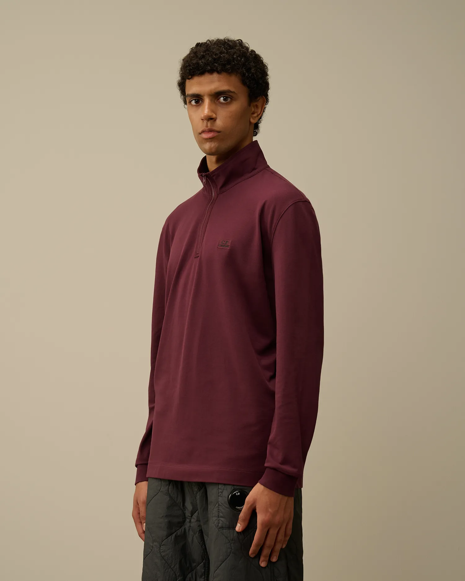 Stretch Piquet Longsleeve Zipped Polo