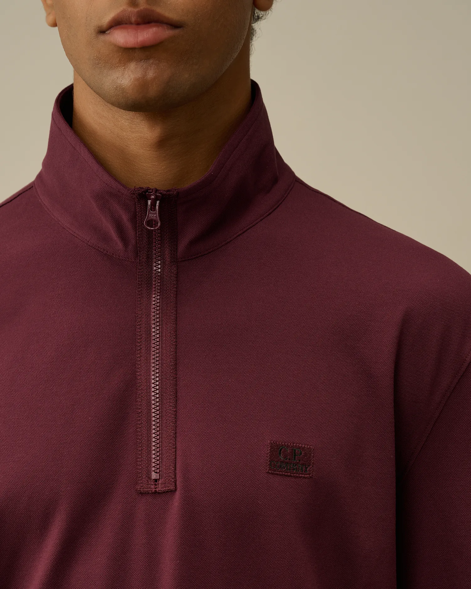 Stretch Piquet Longsleeve Zipped Polo