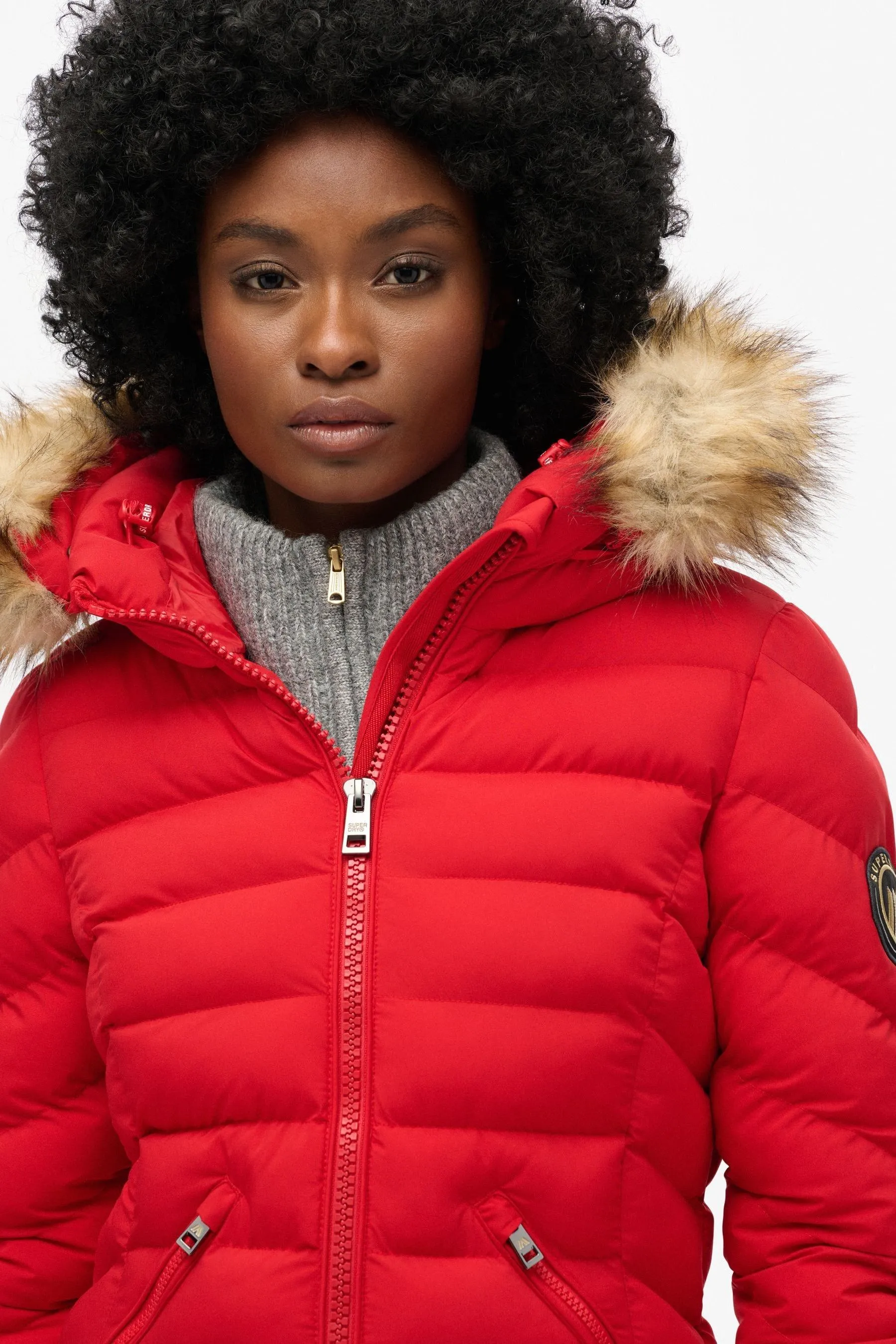 Superdry Fuji Faux Fur Hood Mid Length Jacket    