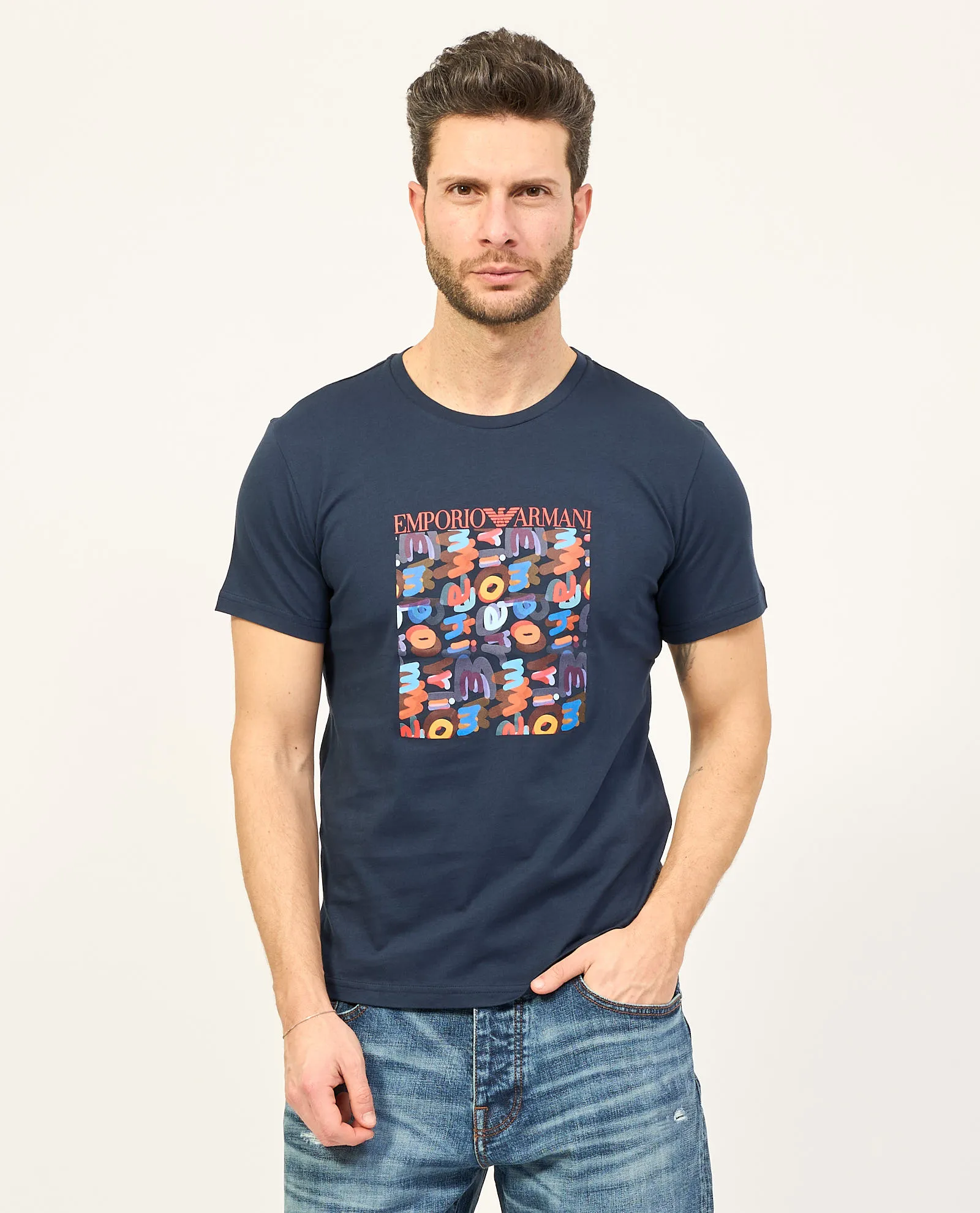 T-shirt uomo Emporio Armani in jersey con stampa