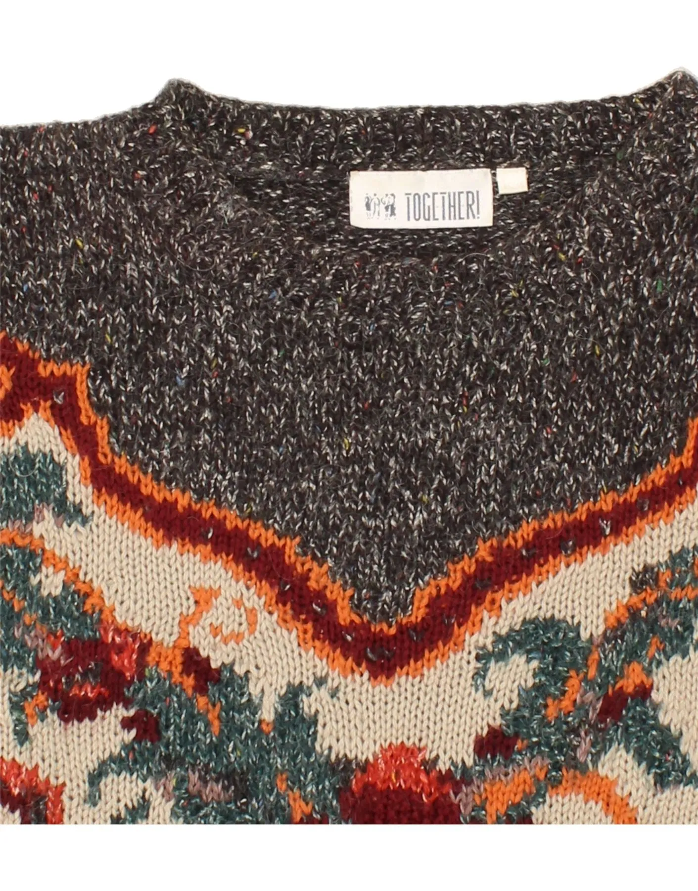 TOGETHER Womens Abstract Pattern Crew Neck Jumper Sweater EU 46/48 XL Grey
