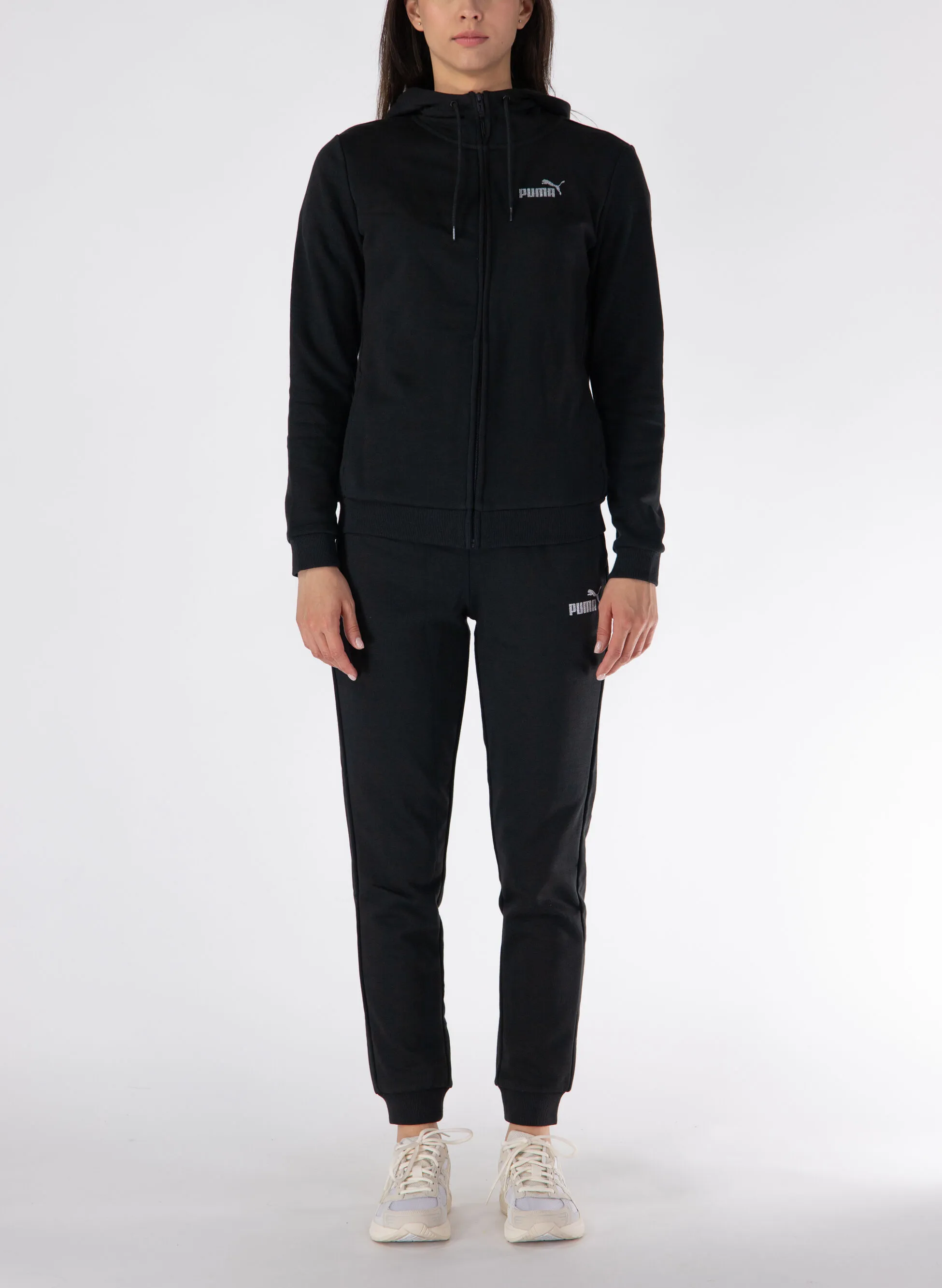 tuta glitter full zip cappuccio