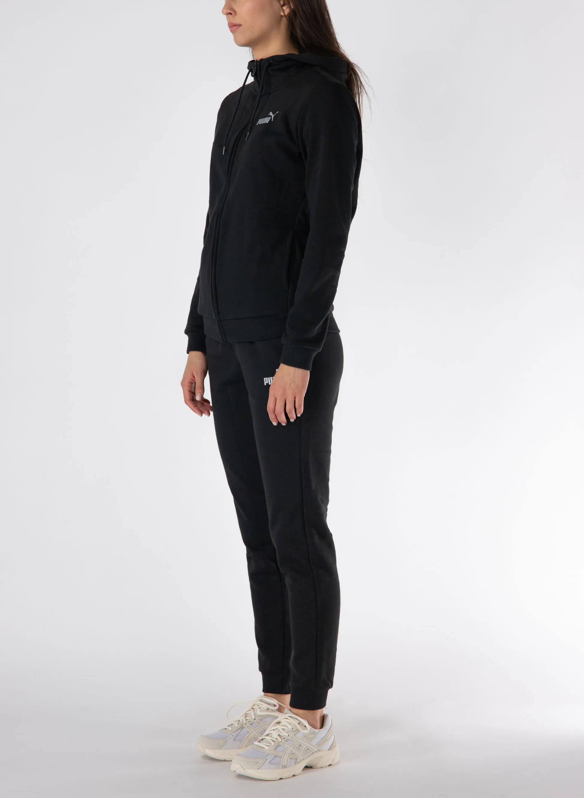 tuta glitter full zip cappuccio