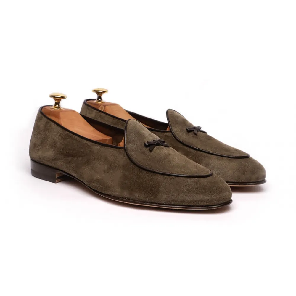 Viola Milano - Mocassino Belga Sfoderato - Oliva - Handmade in Italy - Luxury Exclusive Collection