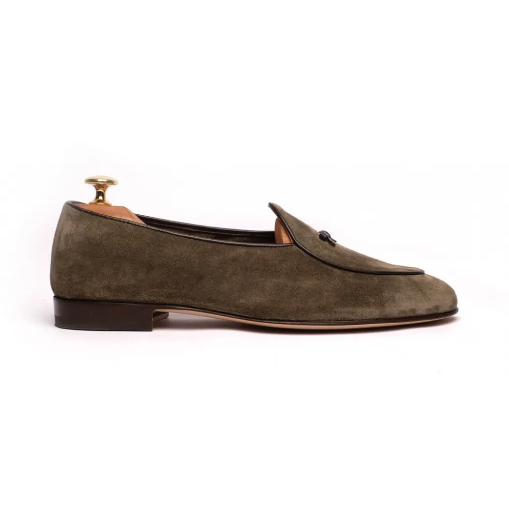 Viola Milano - Mocassino Belga Sfoderato - Oliva - Handmade in Italy - Luxury Exclusive Collection