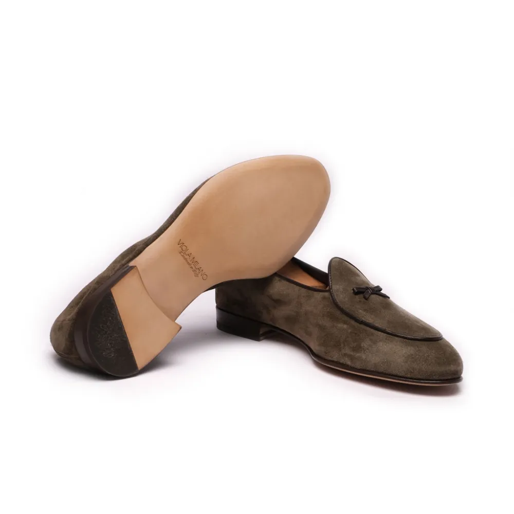 Viola Milano - Mocassino Belga Sfoderato - Oliva - Handmade in Italy - Luxury Exclusive Collection