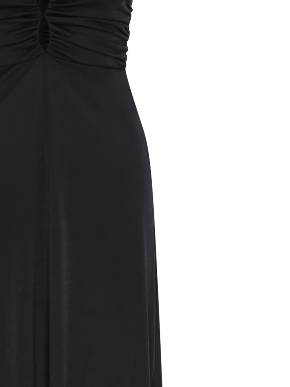 WOMAN GANNI BLACK RECYCLED POLYESTER SHINY CREPE JERSEY LONG DRESS
