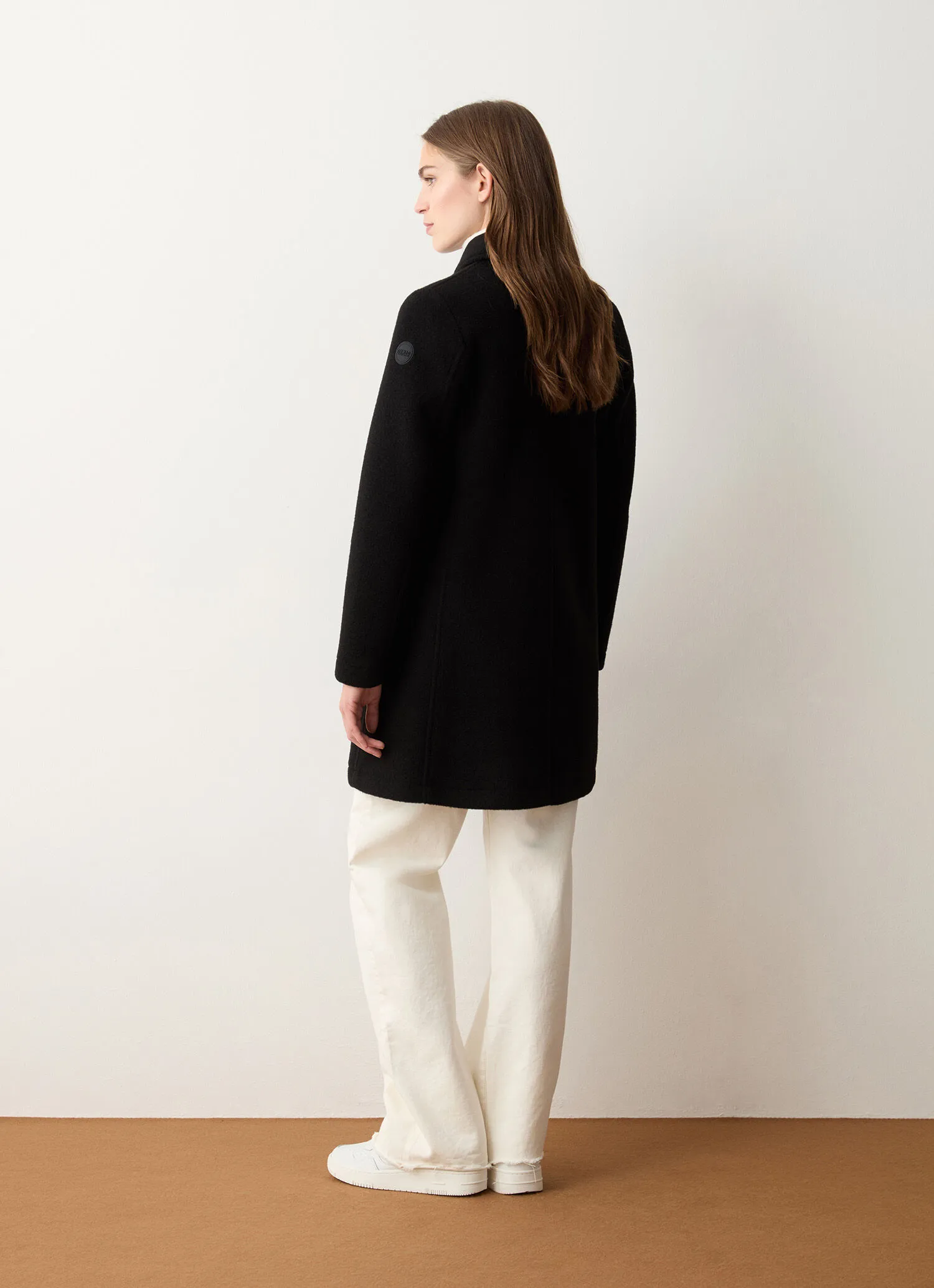 Wool baize coat with zip