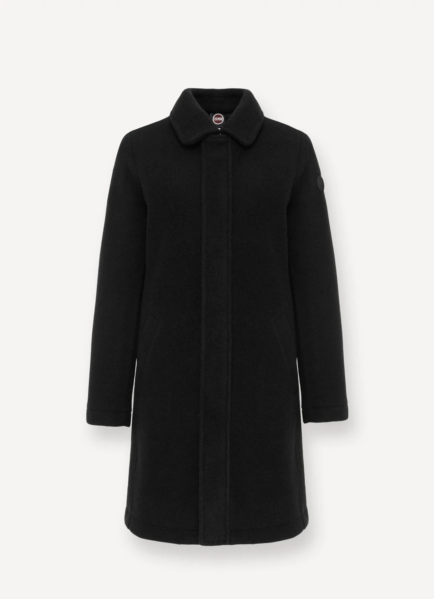 Wool baize coat with zip