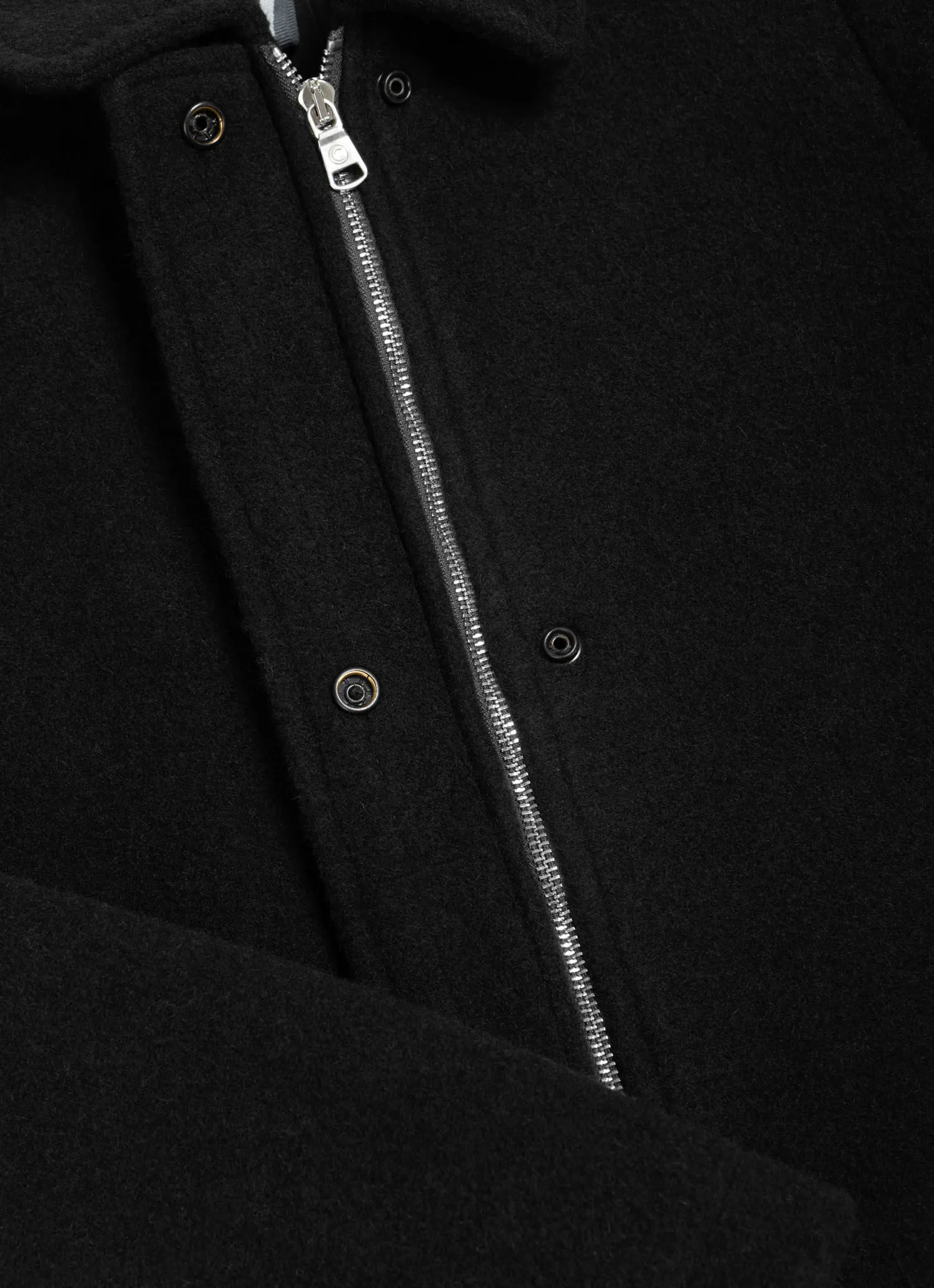 Wool baize coat with zip
