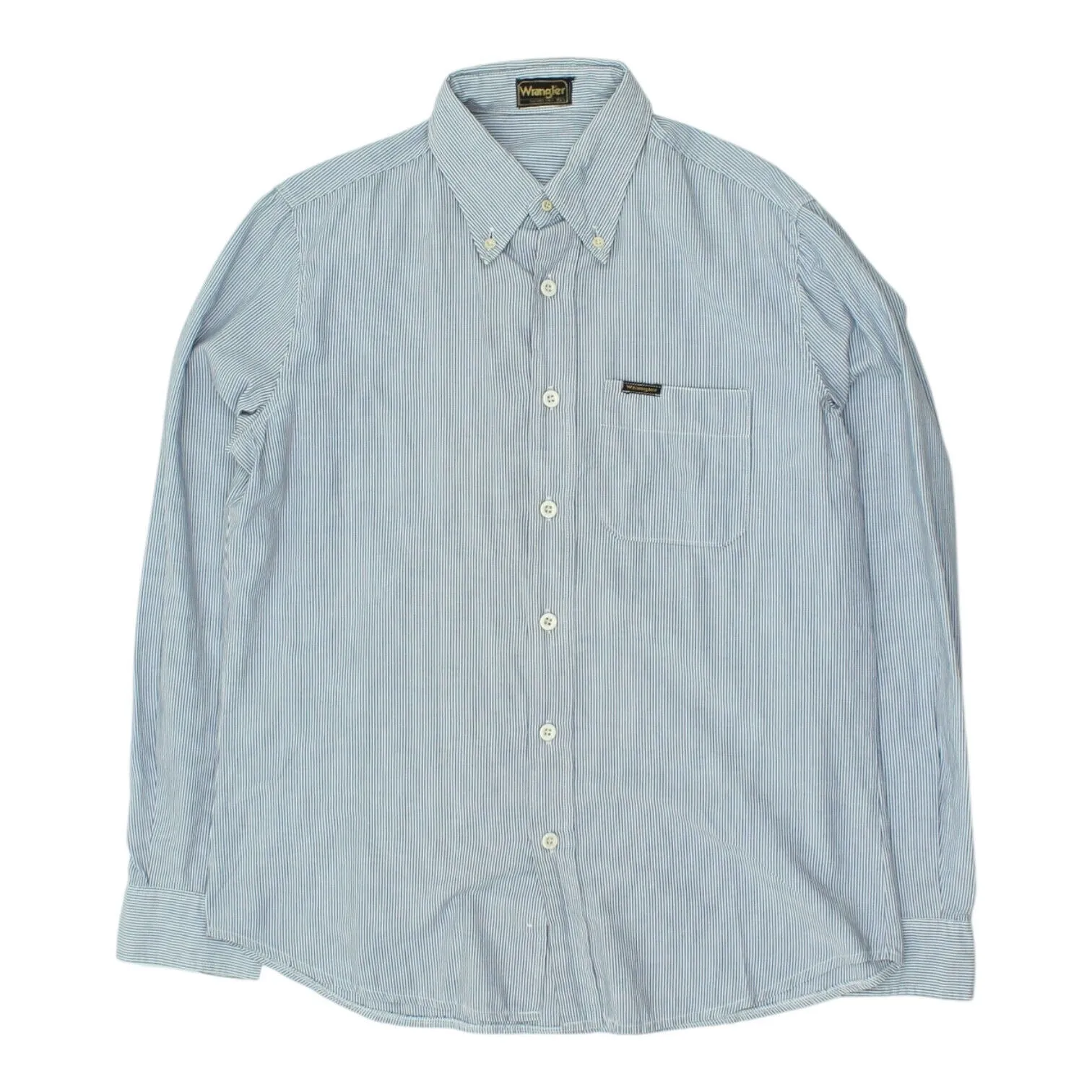 Wrangler Mens Blue Pin Stripe Button Down Shirt | Vintage High End Designer VTG