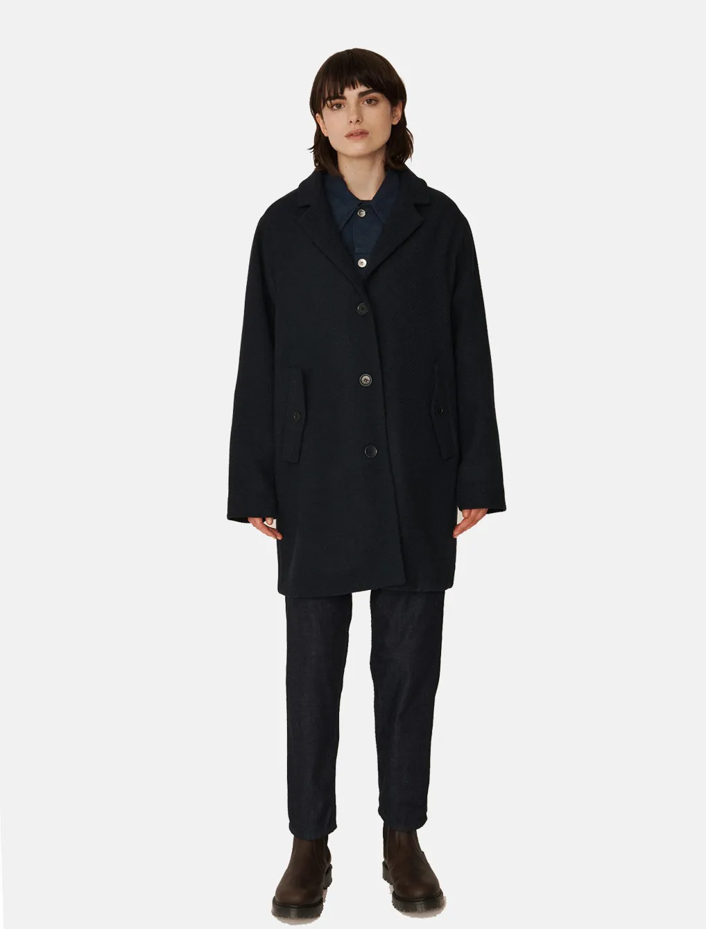 YMC Eno Wool Coat Navy