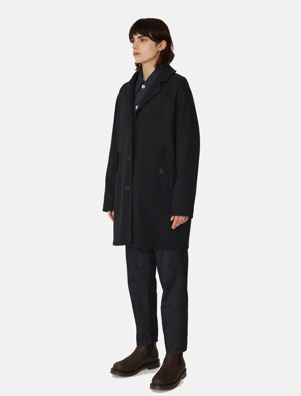 YMC Eno Wool Coat Navy